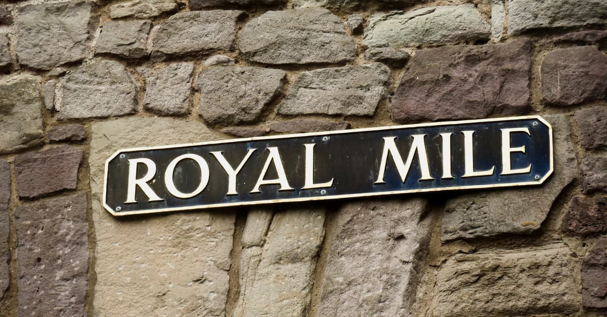 Historical old street sign board of Royal Mile